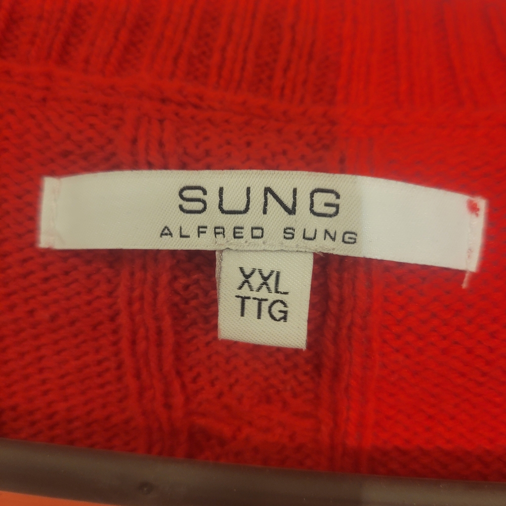 ALFRED SUNG V-Neck Lady's Red Sweater - Picture 2 of 3